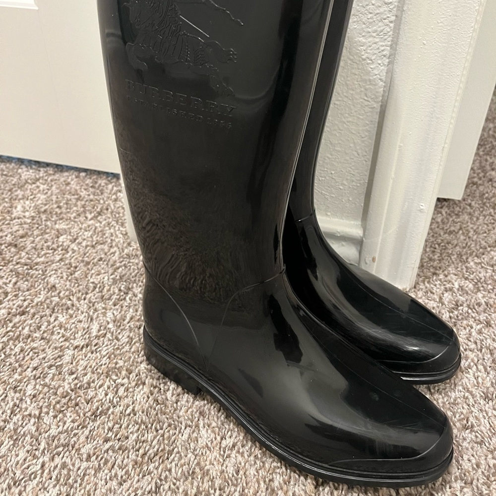 Original Burberry Black Rubber Raining Boots